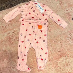 Carter's Adorable Pink Heart and Gift Print Footie